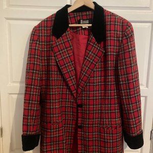 Women's Vintage Wool Plaid Blazer